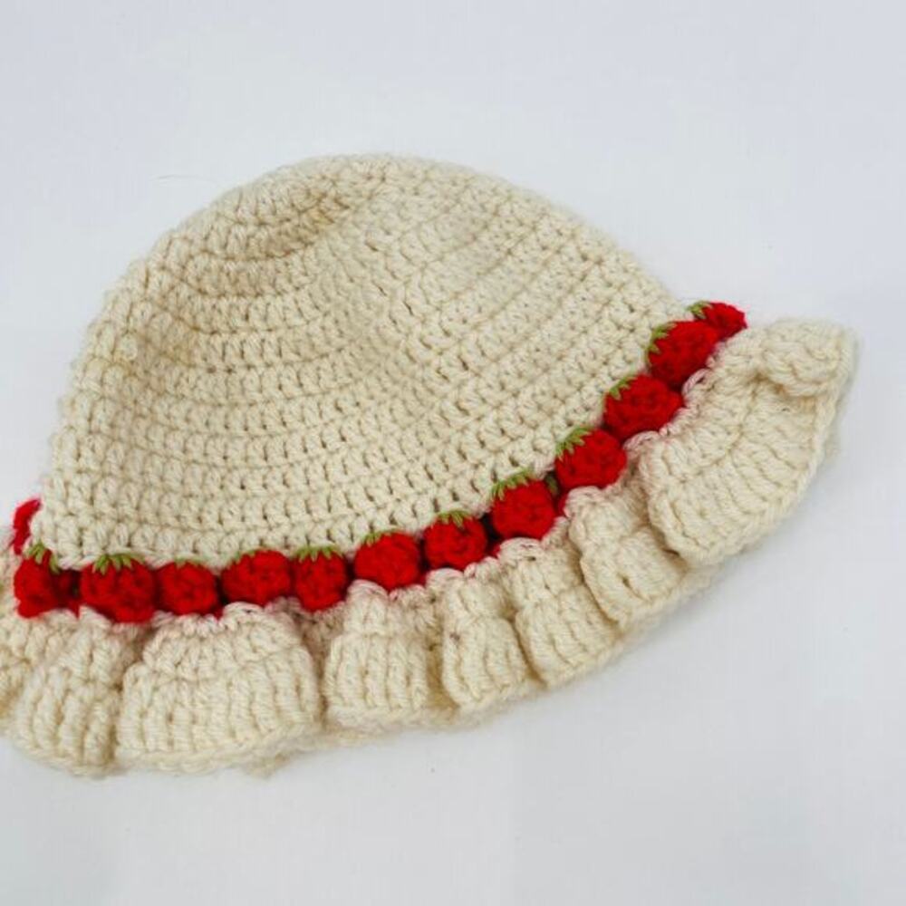 Crochet handmade‎ strawberry cap